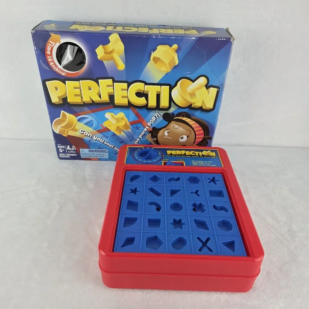 HASBRO Perfection Kids Board Game 2016 Complete 25 Shape Pieces Box Tested